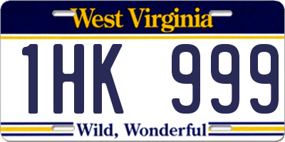 WV license plate 1HK999