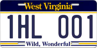 WV license plate 1HL001