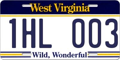 WV license plate 1HL003