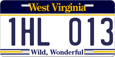 WV license plate 1HL013
