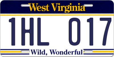 WV license plate 1HL017