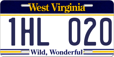 WV license plate 1HL020