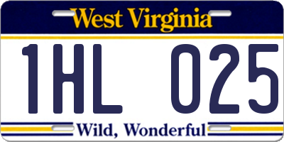 WV license plate 1HL025