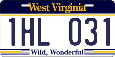 WV license plate 1HL031