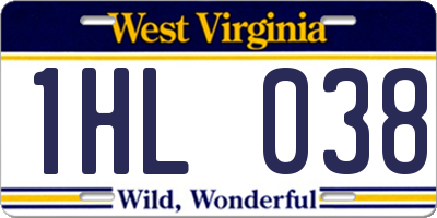 WV license plate 1HL038