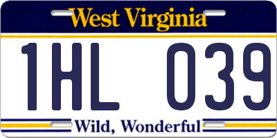 WV license plate 1HL039