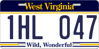 WV license plate 1HL047