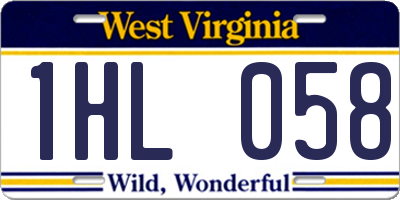 WV license plate 1HL058