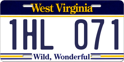 WV license plate 1HL071