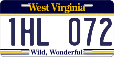 WV license plate 1HL072