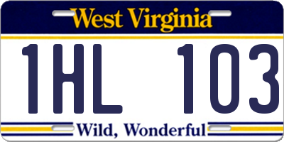 WV license plate 1HL103