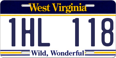 WV license plate 1HL118
