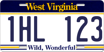 WV license plate 1HL123