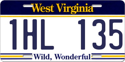 WV license plate 1HL135