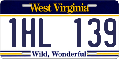 WV license plate 1HL139