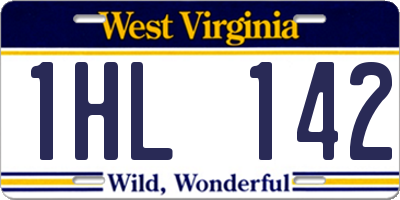 WV license plate 1HL142
