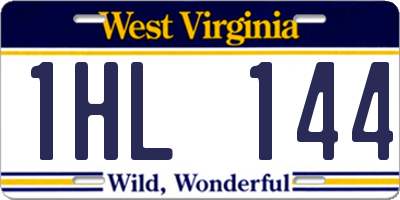 WV license plate 1HL144
