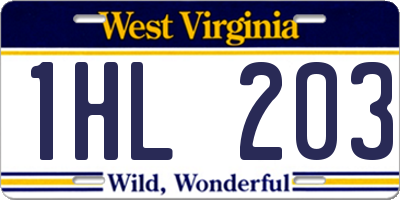 WV license plate 1HL203