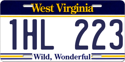 WV license plate 1HL223