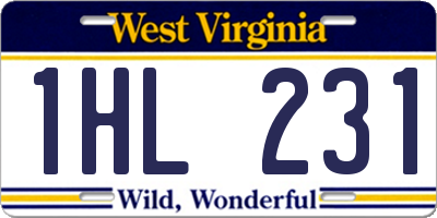 WV license plate 1HL231