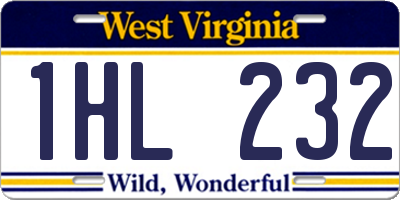 WV license plate 1HL232