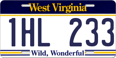 WV license plate 1HL233