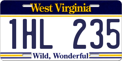 WV license plate 1HL235
