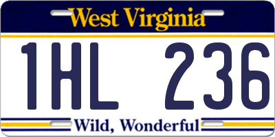 WV license plate 1HL236
