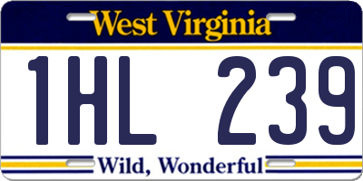 WV license plate 1HL239