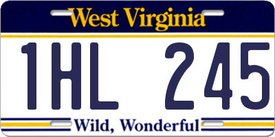 WV license plate 1HL245