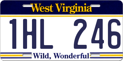 WV license plate 1HL246