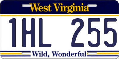 WV license plate 1HL255
