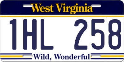 WV license plate 1HL258