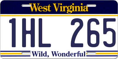WV license plate 1HL265