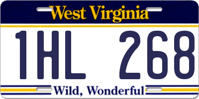 WV license plate 1HL268