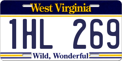 WV license plate 1HL269
