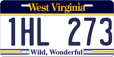 WV license plate 1HL273