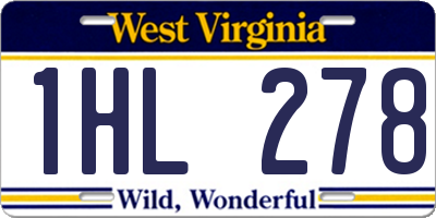 WV license plate 1HL278