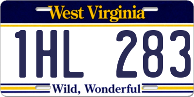 WV license plate 1HL283