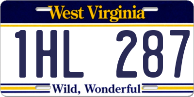 WV license plate 1HL287