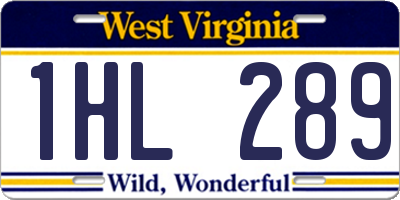 WV license plate 1HL289