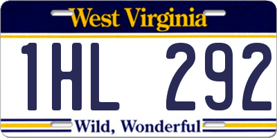 WV license plate 1HL292