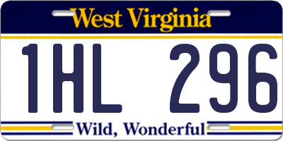 WV license plate 1HL296