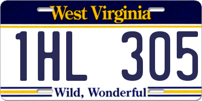 WV license plate 1HL305