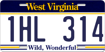 WV license plate 1HL314