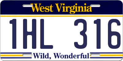 WV license plate 1HL316