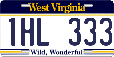 WV license plate 1HL333