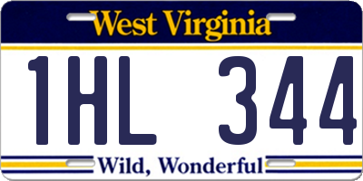 WV license plate 1HL344