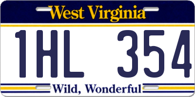 WV license plate 1HL354