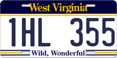 WV license plate 1HL355